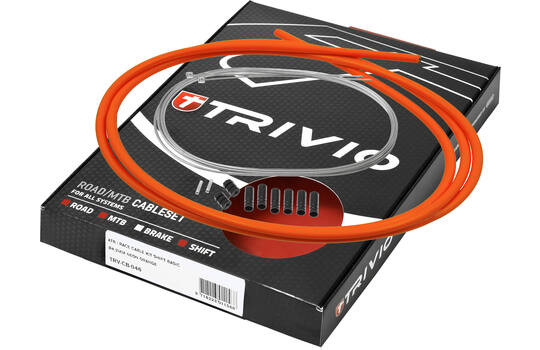 TRIVIO - Fietskabel Compleet Derailleur Kabelkit RVS Neon Oranje