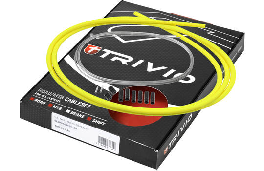 TRIVIO - Fietskabel Compleet Derailleur Kabelkit RVS Neon Geel