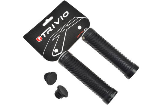 TRIVIO - Fiets Handvatten Geribbeld Grip Zwart Lock-On Zwart 1